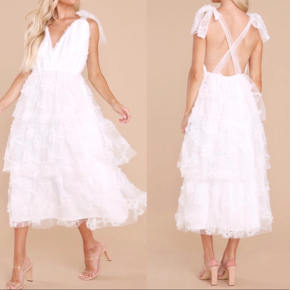 Just Me White Tulle Dress size XS, bridal shower, wedding party, engagement